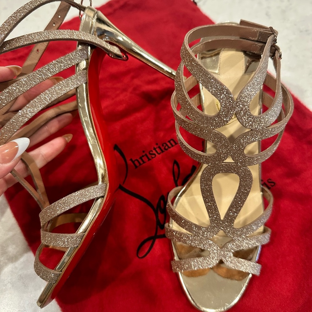 Chritian Louboutin Renee 85 Metallic Rose Gold